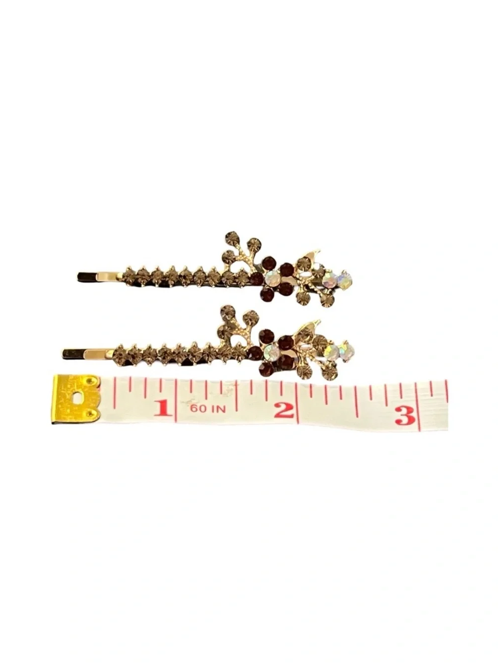 Gold Floral Crystal Bobby Pins - Rhinestone Hair Clips FINAL PRICE DROP